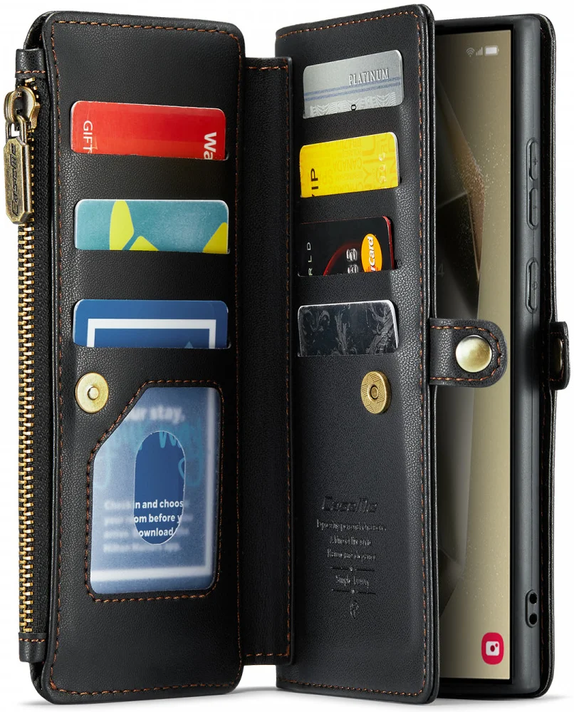 CaseMe C36 Samsung Galaxy S24 Ultra Hoesje Zipper Book Case Zwart afbeelding 16