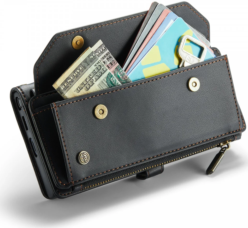 CaseMe C36 Samsung Galaxy S24 Ultra Hoesje Zipper Book Case Zwart afbeelding 17
