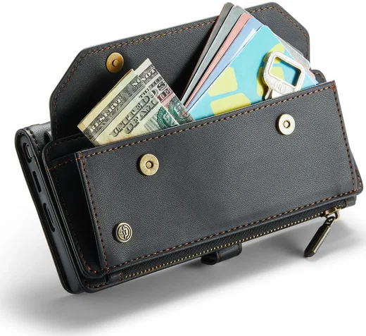 CaseMe C36 Samsung Galaxy S24 Ultra Hoesje Zipper Book Case Zwart afbeelding 17