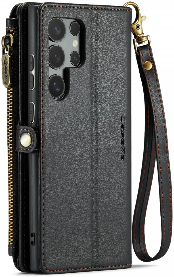 CaseMe C36 Samsung Galaxy S24 Ultra Hoesje Zipper Book Case Zwart afbeelding 2