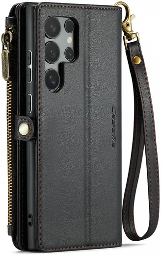 CaseMe C36 Samsung Galaxy S24 Ultra Hoesje Zipper Book Case Zwart afbeelding 2