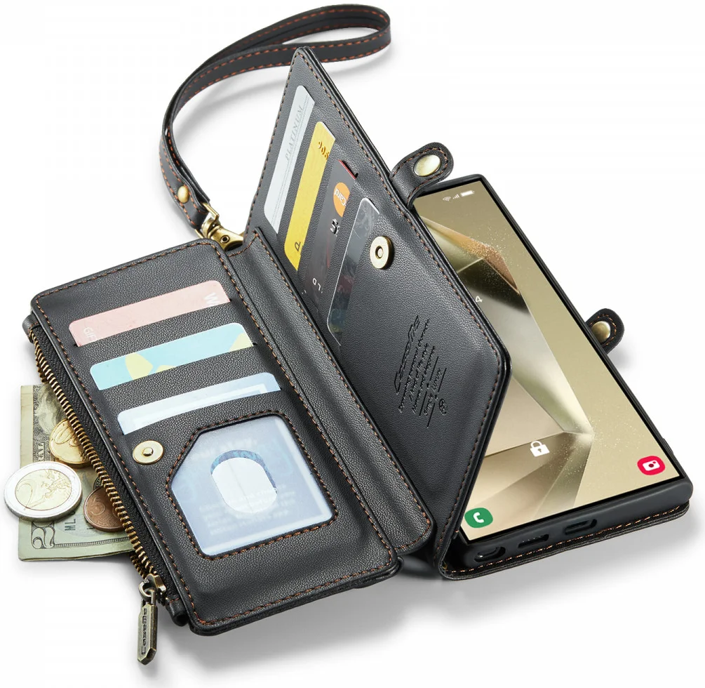 CaseMe C36 Samsung Galaxy S24 Ultra Hoesje Zipper Book Case Zwart afbeelding 7