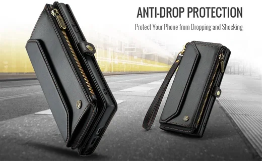 CaseMe C36 Samsung Galaxy S24 Ultra Hoesje Zipper Book Case Zwart afbeelding 8
