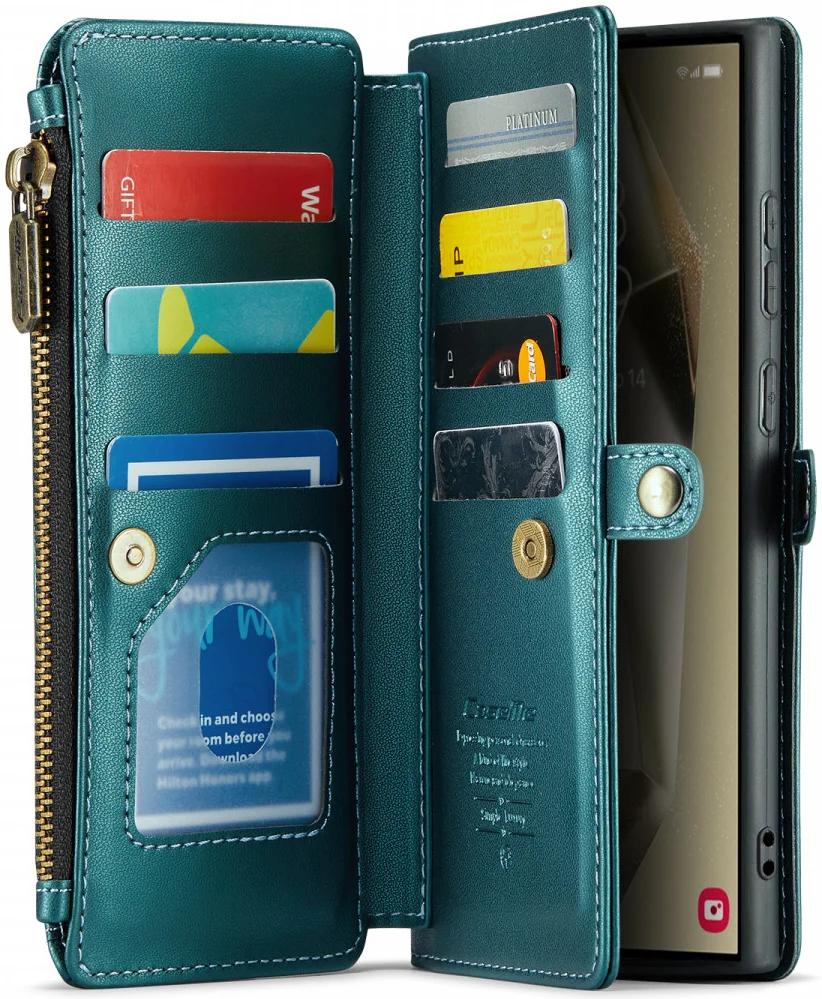 CaseMe C36 Samsung Galaxy S24 Ultra Hoesje Zipper Book Case Blauw afbeelding 16