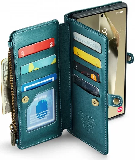 CaseMe C36 Samsung Galaxy S24 Ultra Hoesje Zipper Book Case Blauw afbeelding 3