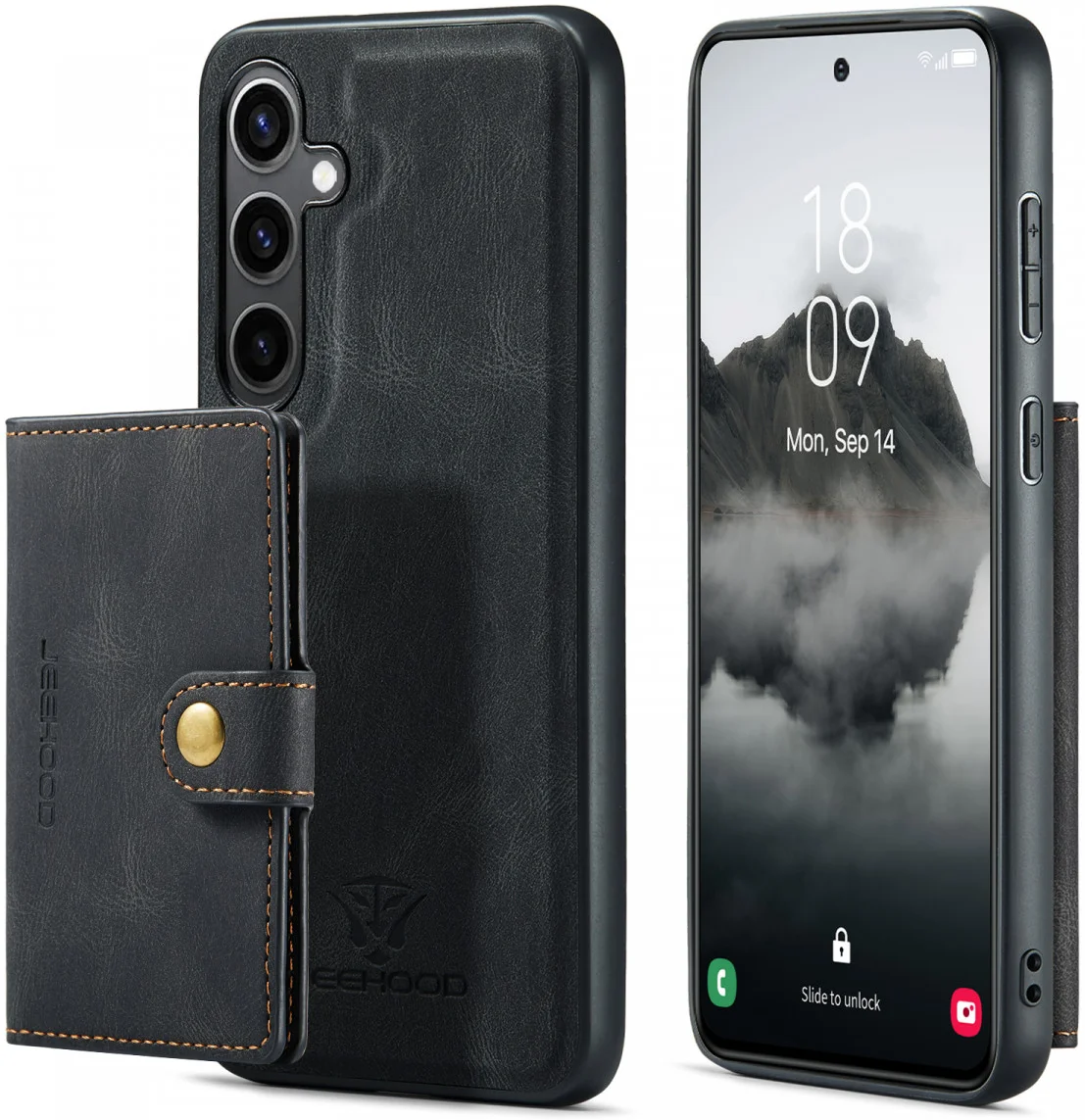CaseMe JH-01 Samsung Galaxy S24 Hoesje Magnetische Kaarthouder Zwart afbeelding 24
