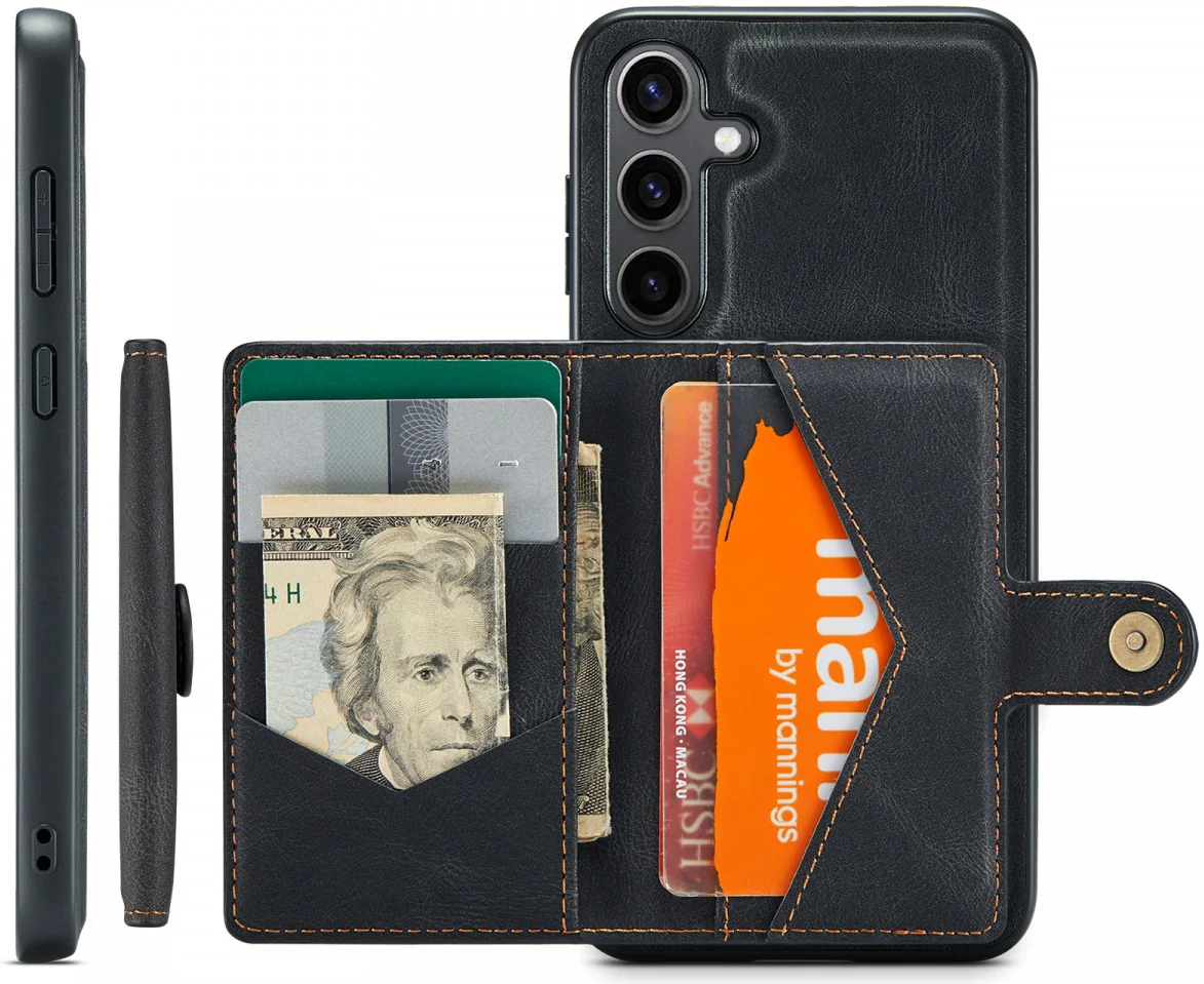 CaseMe JH-01 Samsung Galaxy S24 Hoesje Magnetische Kaarthouder Zwart afbeelding 4