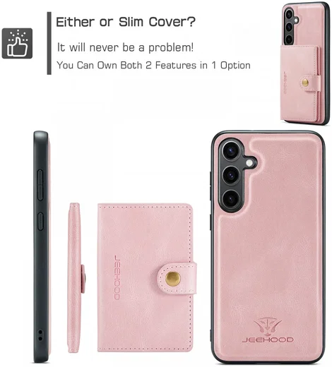 CaseMe JH-01 Samsung Galaxy S24 Hoesje Magnetische Kaarthouder Roze afbeelding 11