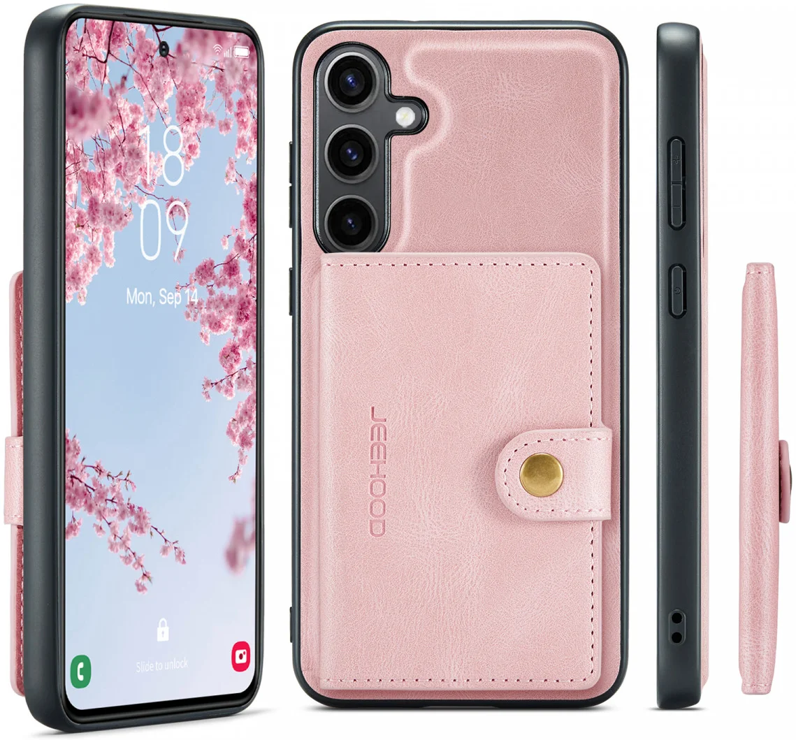 CaseMe JH-01 Samsung Galaxy S24 Hoesje Magnetische Kaarthouder Roze afbeelding 25