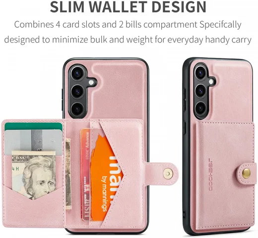 CaseMe JH-01 Samsung Galaxy S24 Hoesje Magnetische Kaarthouder Roze afbeelding 6