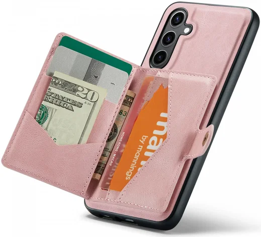 CaseMe JH-01 Samsung Galaxy S24 Hoesje Magnetische Kaarthouder Roze afbeelding 8