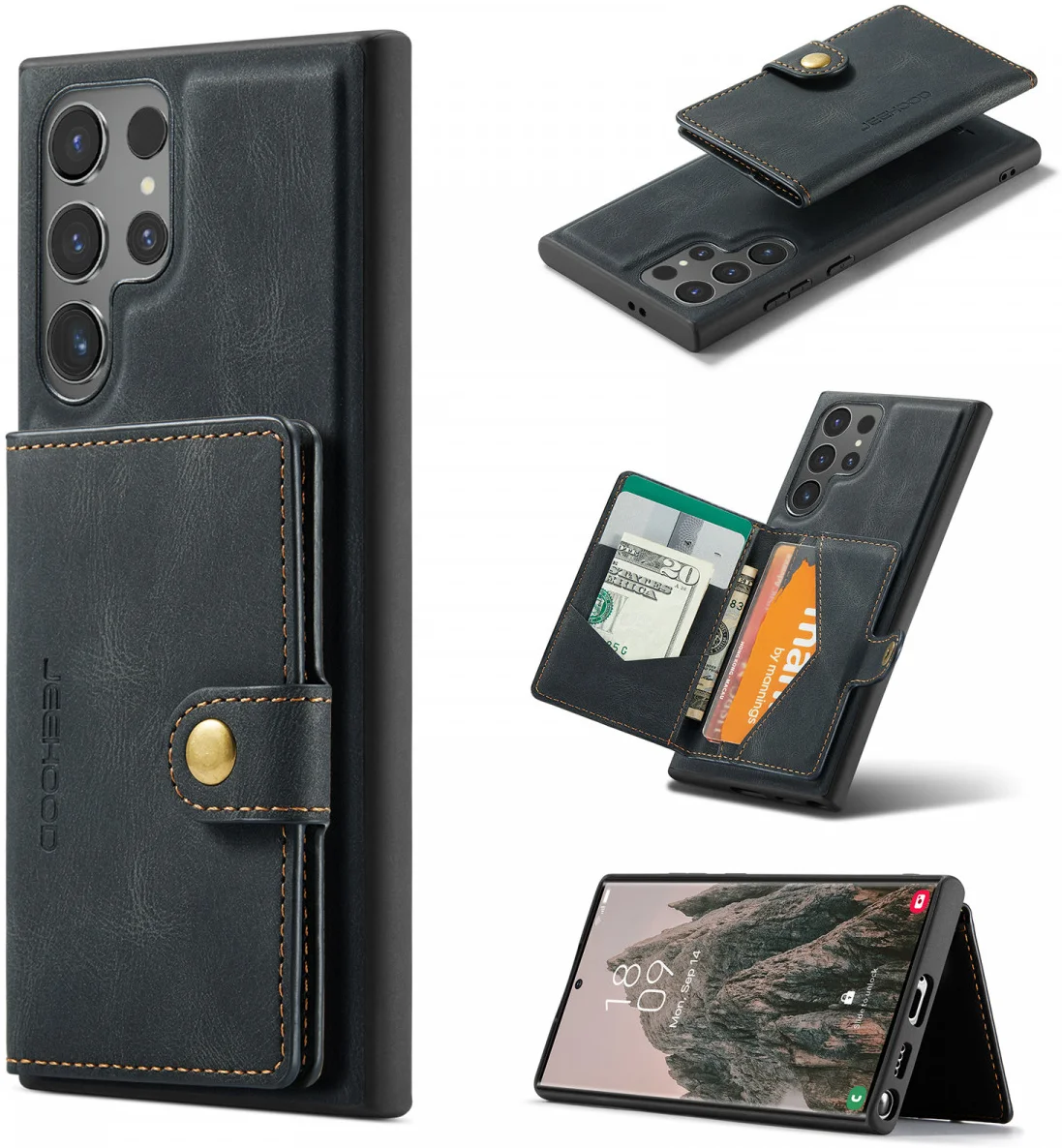 CaseMe Samsung Galaxy S24 Ultra Hoes Magnetische Kaarthouder Zwart afbeelding 3