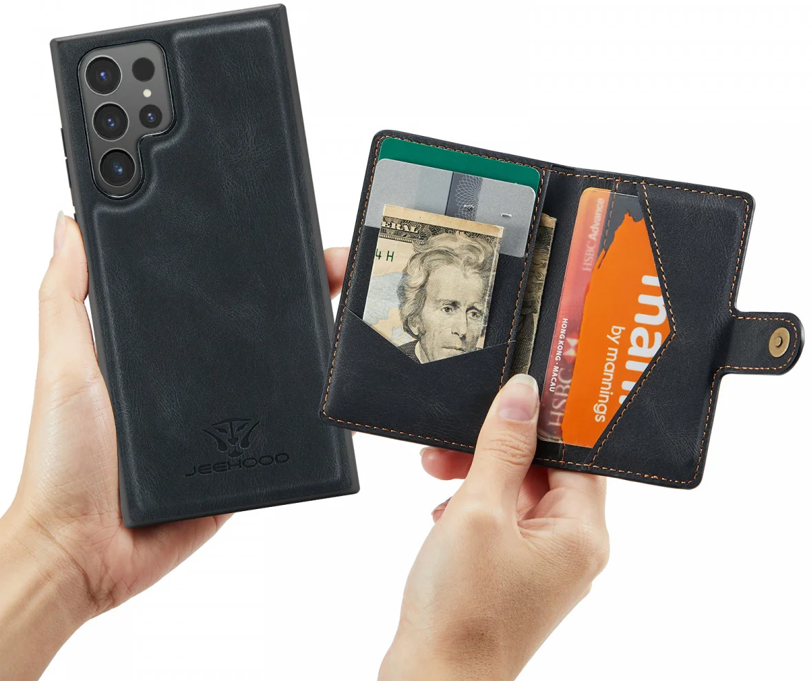 CaseMe Samsung Galaxy S24 Ultra Hoes Magnetische Kaarthouder Zwart afbeelding 4