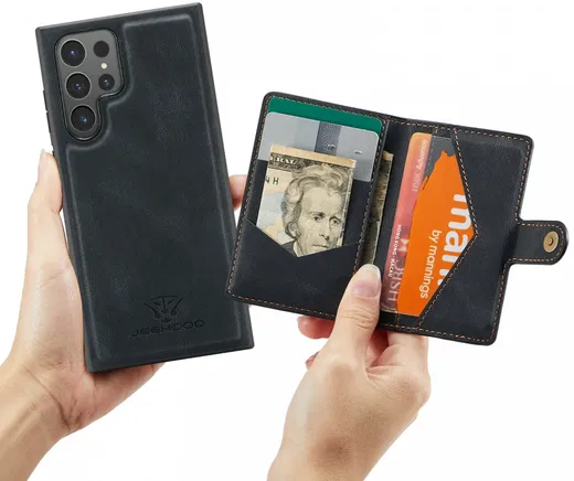 CaseMe Samsung Galaxy S24 Ultra Hoes Magnetische Kaarthouder Zwart afbeelding 4