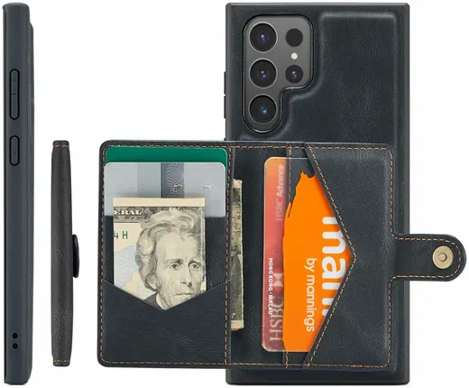 CaseMe Samsung Galaxy S24 Ultra Hoes Magnetische Kaarthouder Zwart afbeelding 5