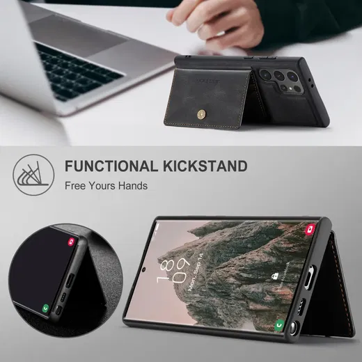 CaseMe Samsung Galaxy S24 Ultra Hoes Magnetische Kaarthouder Zwart afbeelding 8