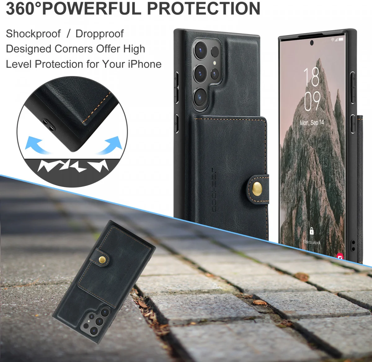 CaseMe Samsung Galaxy S24 Ultra Hoes Magnetische Kaarthouder Zwart afbeelding 9