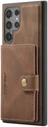 CaseMe JH-01 Samsung Galaxy S24 Ultra Hoes Magnetische Kaarthouder Bruin afbeelding