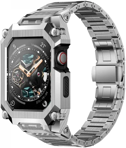 SUPCASE UB - Stalen Apple Watch 45MM / 44MM Case met Schakelband - Zilver afbeelding 1