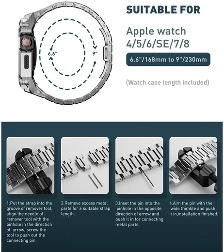 SUPCASE UB - Stalen Apple Watch 45MM / 44MM Case met Schakelband - Zilver afbeelding 10