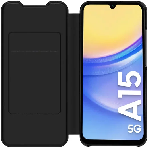 Origineel Samsung Galaxy A15 Hoesje Wallet Flip Case Zwart afbeelding 1