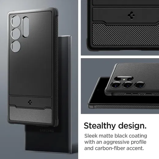 Spigen Rugged Armor Samsung Galaxy S24 Ultra Hoesje Back Cover Zwart afbeelding 14