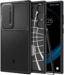 Spigen Optik Armor Samsung Galaxy S24 Ultra Hoesje Camera Slider Zwart afbeelding