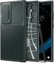 Spigen Optik Armor Samsung Galaxy S24 Ultra Hoesje Camera Slider Groen afbeelding