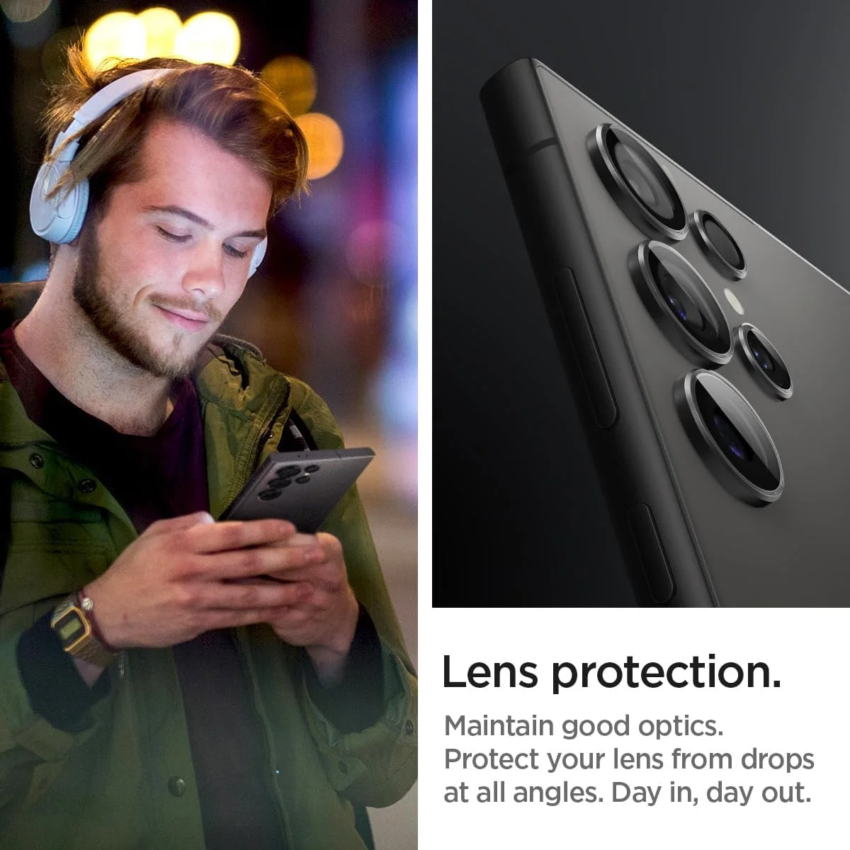 Spigen Optik Pro Samsung Galaxy S24 Ultra Camera Protector Zwart 2-Pack afbeelding 7