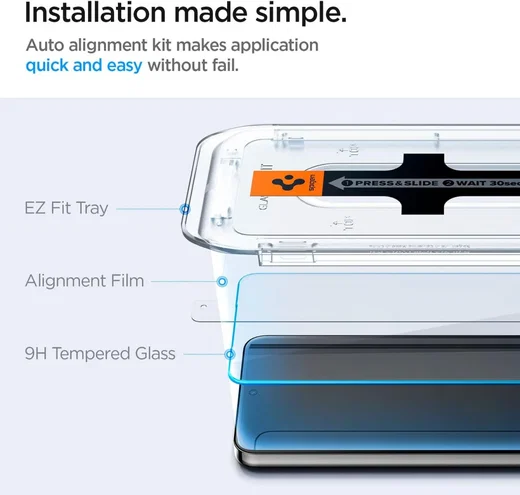 Spigen EZ Fit GLAS.tR Samsung Galaxy S24 Plus Screen Protector 2-Pack afbeelding 8