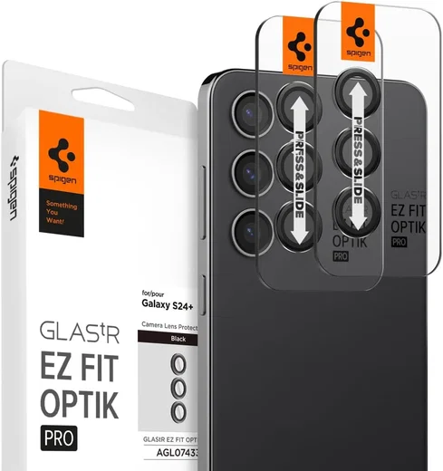 Spigen Optik Pro Samsung S24 Plus Camera Protector Glas 2-Pack Zwart afbeelding 1