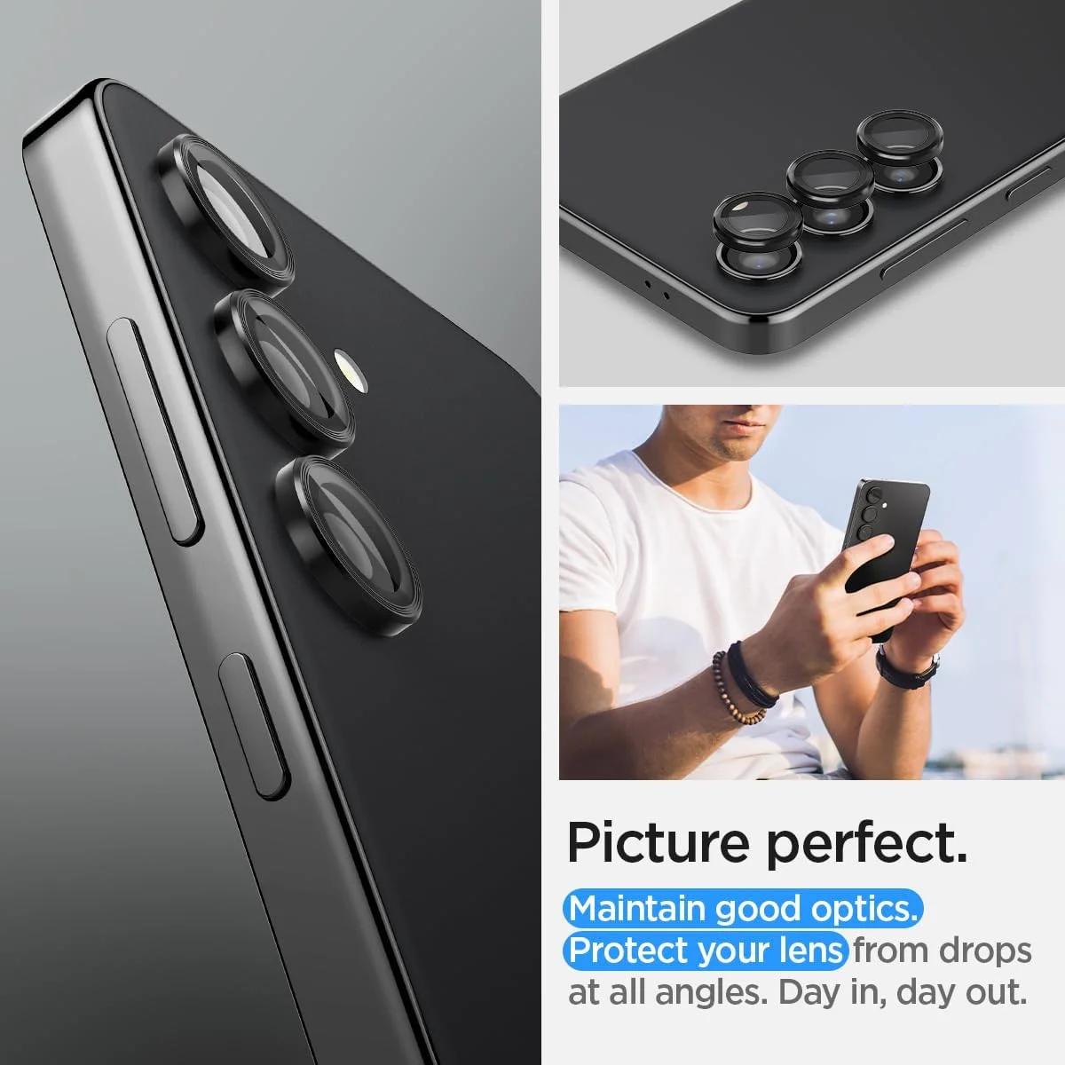 Spigen Optik Pro Samsung S24 Plus Camera Protector Glas 2-Pack Zwart afbeelding 7