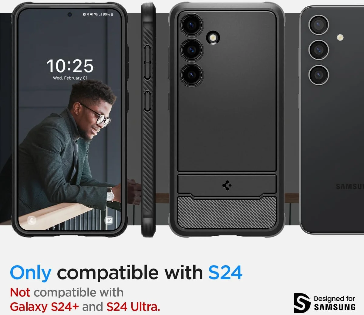 Spigen Rugged Armor Samsung Galaxy S24 Hoesje Back Cover Zwart afbeelding 5