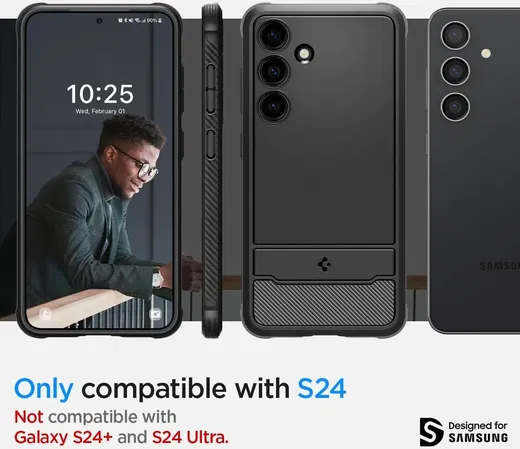 Spigen Rugged Armor Samsung Galaxy S24 Hoesje Back Cover Zwart afbeelding 5