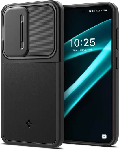 Spigen Optik Armor Samsung Galaxy S24 Hoesje Camera Slider Zwart afbeelding 1