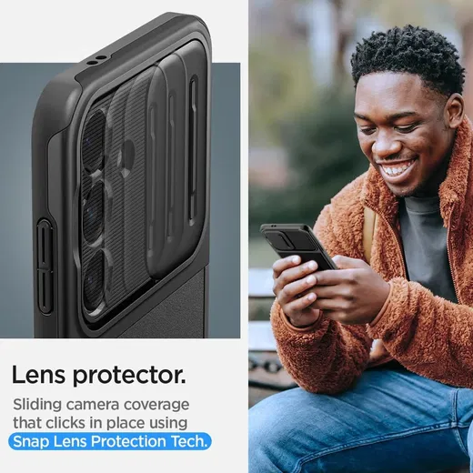 Spigen Optik Armor Samsung Galaxy S24 Hoesje Camera Slider Zwart afbeelding 2