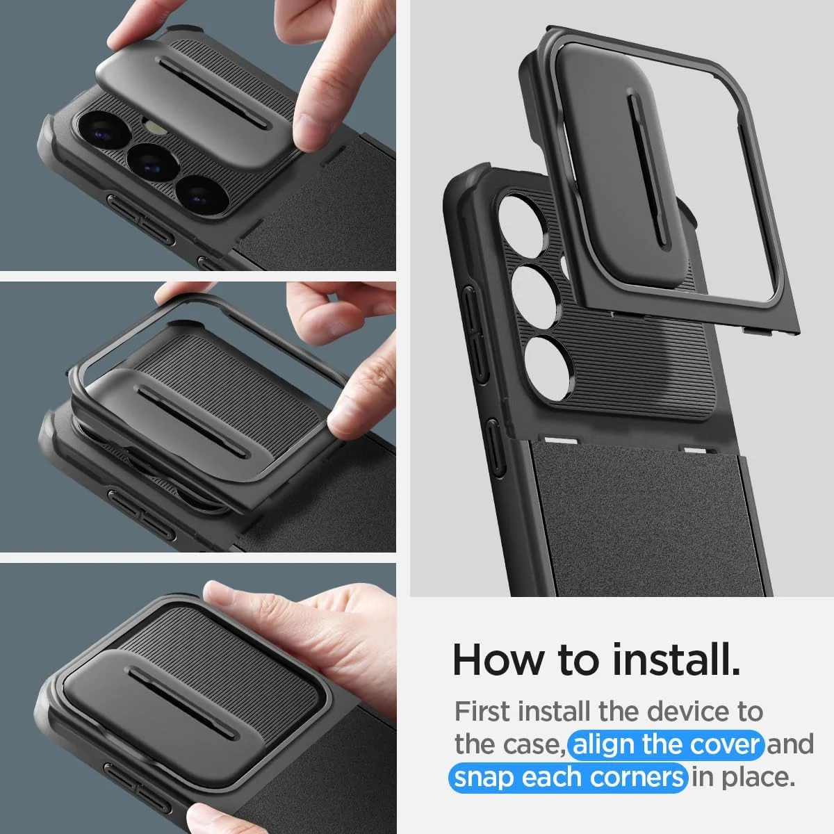 Spigen Optik Armor Samsung Galaxy S24 Hoesje Camera Slider Zwart afbeelding 4