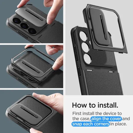 Spigen Optik Armor Samsung Galaxy S24 Hoesje Camera Slider Zwart afbeelding 4