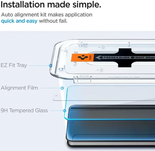 Spigen EZ Fit GLAS.tR Samsung Galaxy S24 Screen Protector 2-Pack afbeelding 4