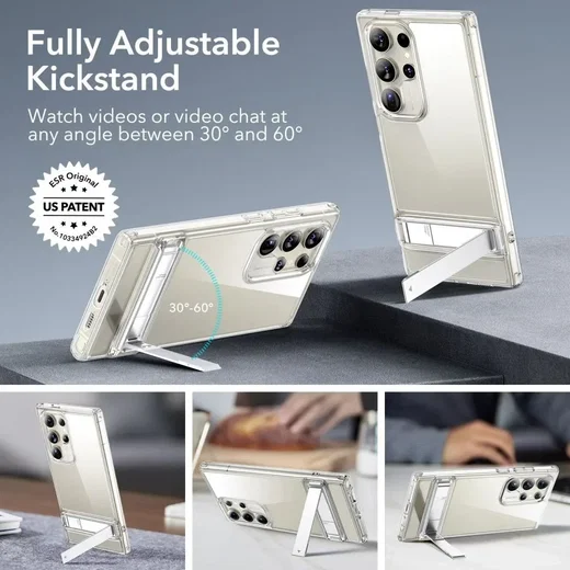 ESR Air Shield Samsung Galaxy S24 Ultra Hoesje Kickstand Transparant Grijs afbeelding 3