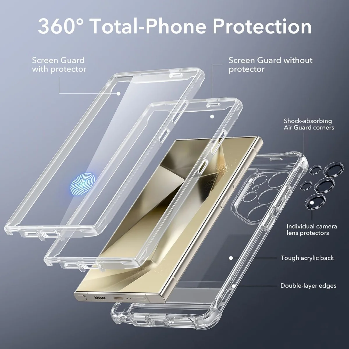 ESR Armor Kickstand Samsung Galaxy S24 Ultra Hoesje Transparant afbeelding 2