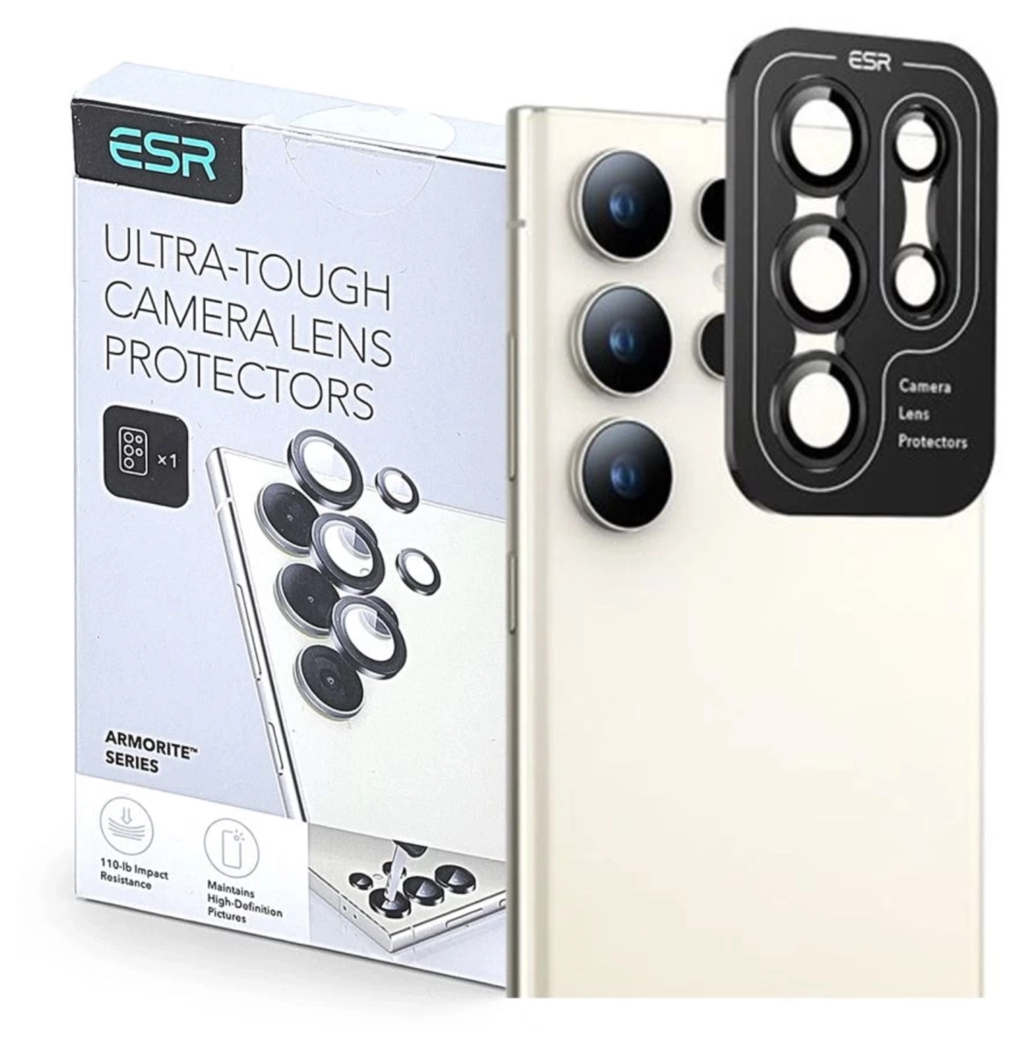 ESR Samsung Galaxy S24 Ultra Camera Lens Protector Zwart afbeelding 1
