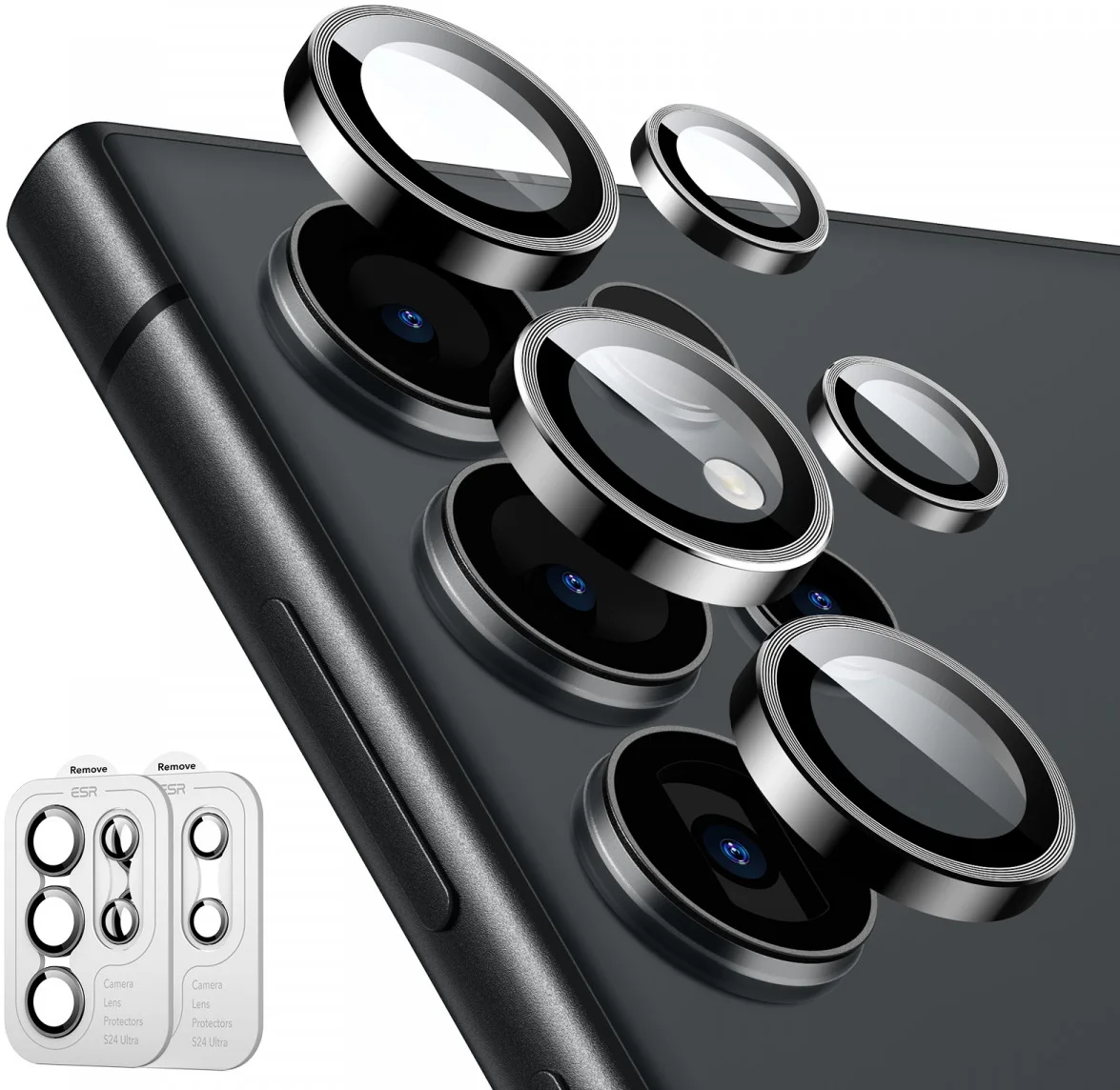 ESR Samsung Galaxy S24 Ultra Camera Lens Protector Zwart 2-Pack afbeelding 1
