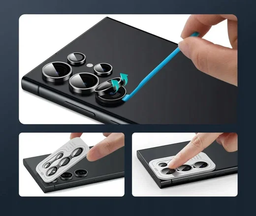 ESR Samsung Galaxy S24 Ultra Camera Lens Protector Zwart 2-Pack afbeelding 4