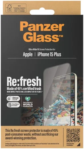 PanzerGlass Refresh Ultra-Wide iPhone 15 Plus Protector Easyaligner afbeelding 3