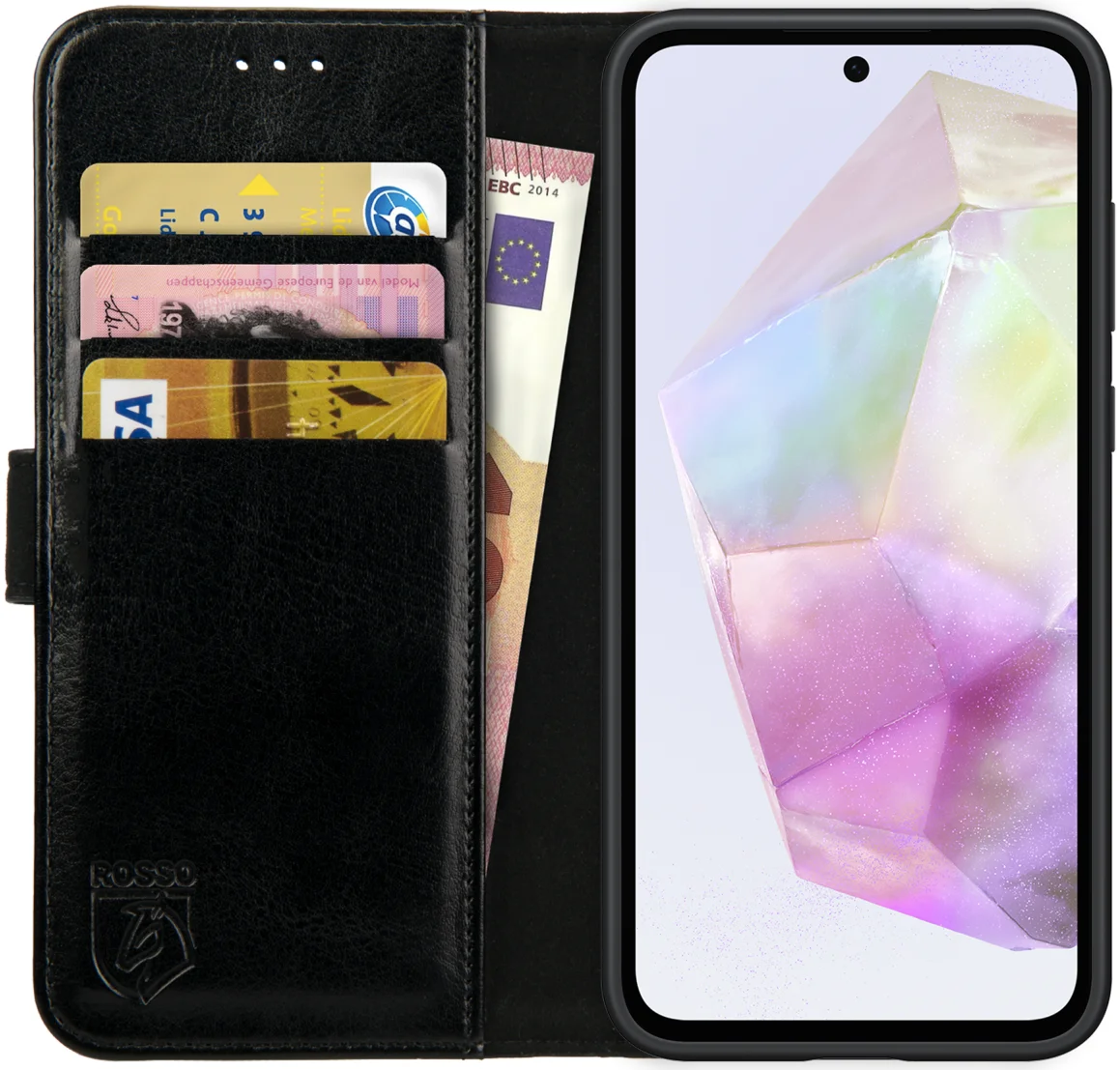Rosso Element Samsung Galaxy A35 Hoesje Book Case Wallet Zwart afbeelding 1