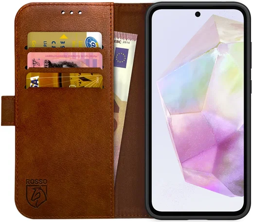 Rosso Element Samsung Galaxy A35 Hoesje Book Case Wallet Bruin afbeelding 1