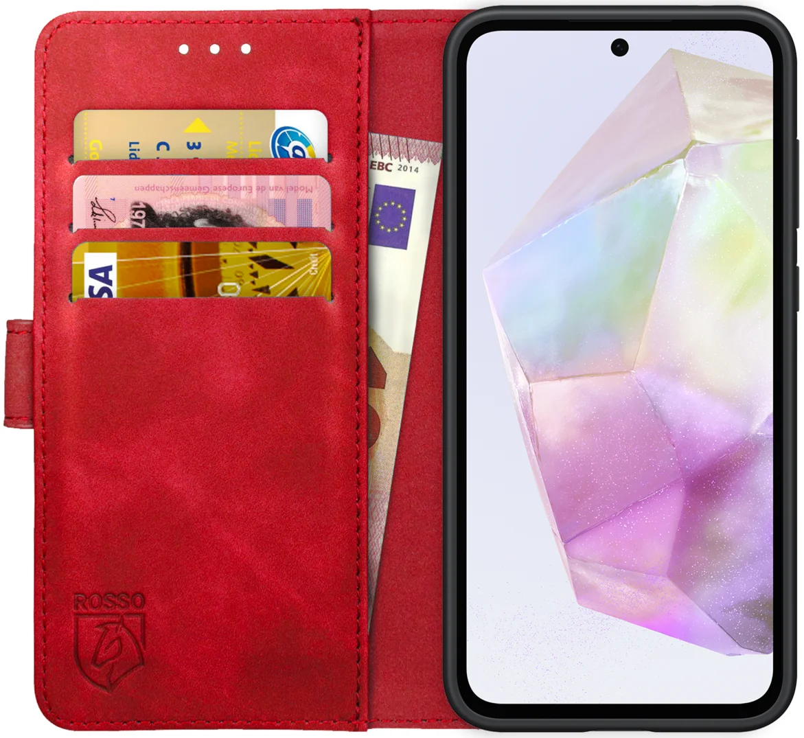 Rosso Element Samsung Galaxy A35 Hoesje Book Case Wallet Rood afbeelding 1