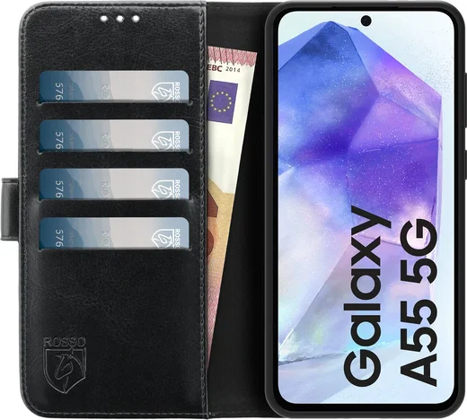 Rosso Element Samsung Galaxy A55 Hoesje Book Case Wallet Zwart afbeelding 13