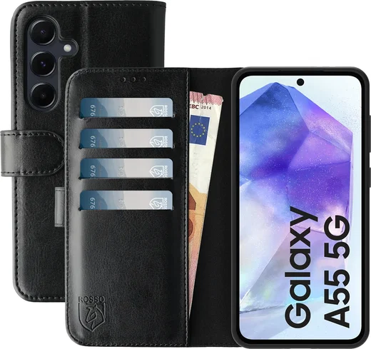 Rosso Element Samsung Galaxy A55 Hoesje Book Case Wallet Zwart afbeelding 1